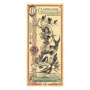 10 South Dakota Goldback Aurum Gold Foil Note