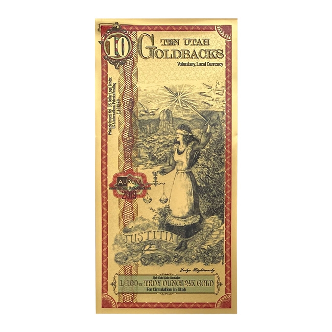 10 Utah Goldback - Aurum Gold Foil Note (24k)