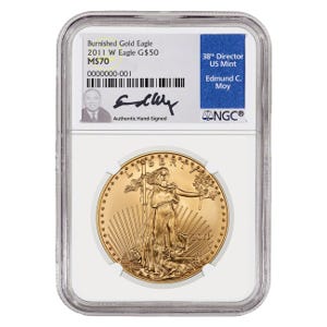 2011 1oz Gold American Eagle Burnished MS70 Coin