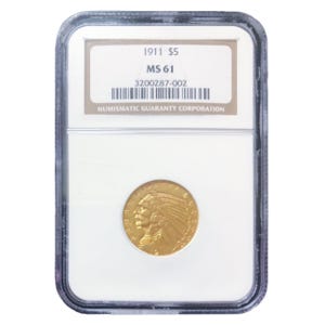 1911 $5 Indian Gold Half Eagle NGC MS-61