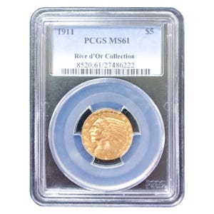 1911 $5 Indian Gold Half Eagle PCGS MS-61