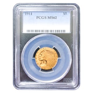 1911 $5 Indian Gold Half Eagle PCGS MS62