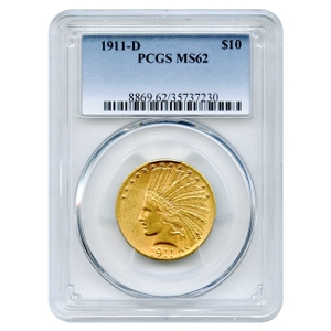 1911-D $10 Indian Gold Eagle PCGS MS62