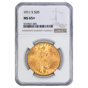 1911-S $20 Saint Gaudens NGC MS65+