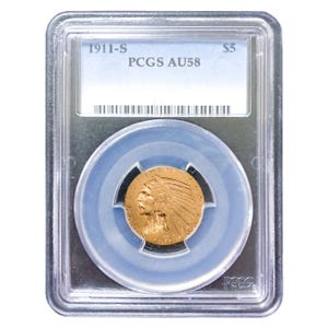 1911-S $5 Indian Gold Half Eagle PCGS AU58 