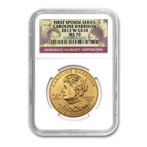 2012 $10 Caroline Harrison First Spouse MS70