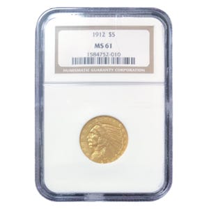 1912 $5 Indian Gold Half Eagle NGC MS-61