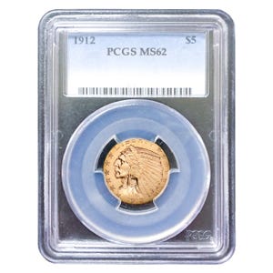 1912 $5 Indian Gold Half Eagle PCGS MS62