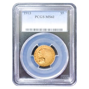 1913 $5 Indian Gold Half Eagle PCGS MS62
