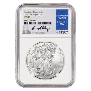 2014 1 oz Silver American Eagle Burnished MS70 Coin