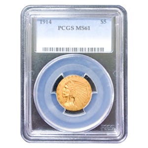 1914 $5 Indian Gold Half Eagle PCGS MS61