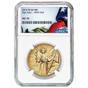 2015 $100 American Liberty High Relief MS70