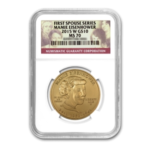 2015 $10 Mamie Eisenhower First Spouse MS70