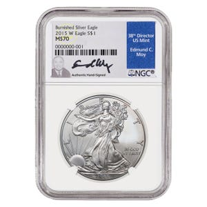 2015 1 oz Silver American Eagle Burnished MS70 Coin