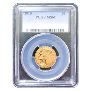 1915 $5 Indian Gold Half Eagle PCGS MS62
