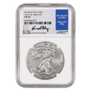 2016 1 oz Silver American Eagle Burnished MS70 Coin
