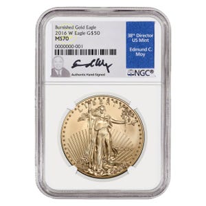 2016 1oz Gold American Eagle Burnished MS70 Coin