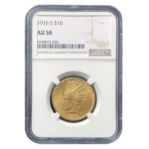 1916-S $10 Indian Gold Eagle NGC AU58