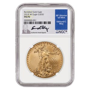 2019 1oz Gold American Eagle Burnished MS70 Coin
