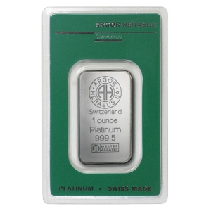 1 oz Platinum Heraeus Bar