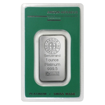 1 oz Platinum Heraeus Bar