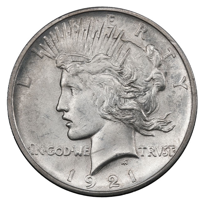 1921 $1 Peace Silver Dollar - NGC MS64