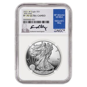 2021 Silver American Eagle Type 1 Proof 70 Coin