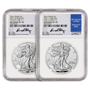 2021 Silver Eagle Reverse PF70 2-coin Set