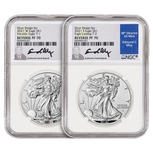 2021 Silver American Eagle 2-coin Reverse Proof 70 Set