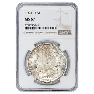 1921-D $1 Morgan Silver Dollar - NGC MS67