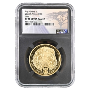 2022 1oz Gold Big 5 Lion Series 2 PF70 Coin