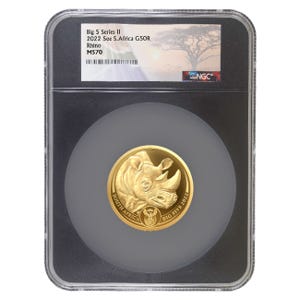2022 5oz Gold Big 5 Rhino Series 2 NGC MS70