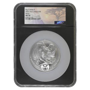 2022 5oz Silver Big 5 Rhino Series 2 NGC MS70