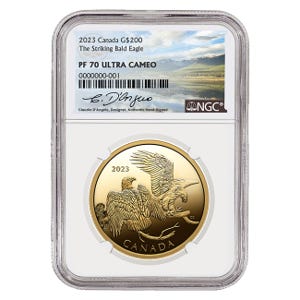 2023 1oz Gold Striking Bald Eagle PF70 Coin