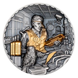 2023 3oz Silver Steampunk Science Lab Ultra High Relief Antique Finish Coin