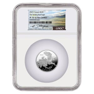 2023 2oz Silver Striking Bald Eagle PF70 Coin