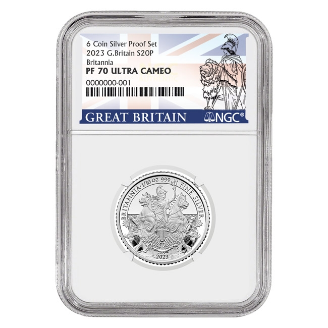 The 2023 Britannia Silver 6-coin Set PF70 with Box