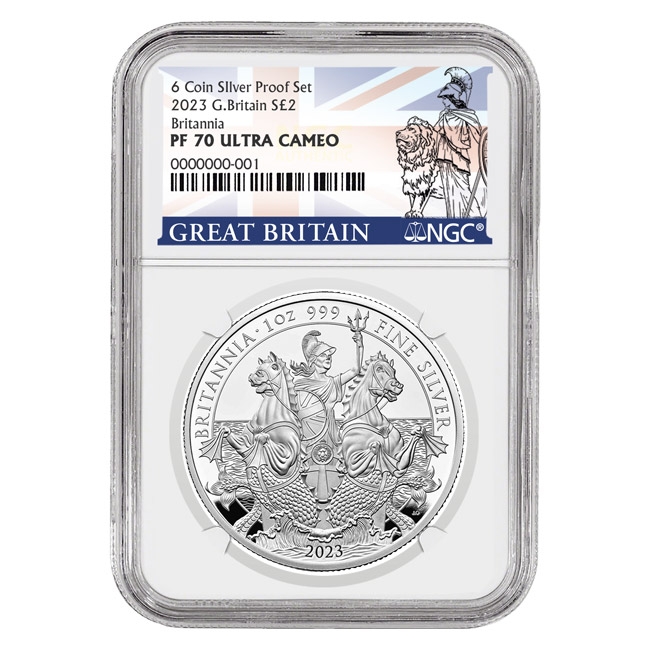 The 2023 Britannia Silver 6-coin Set PF70 with Box