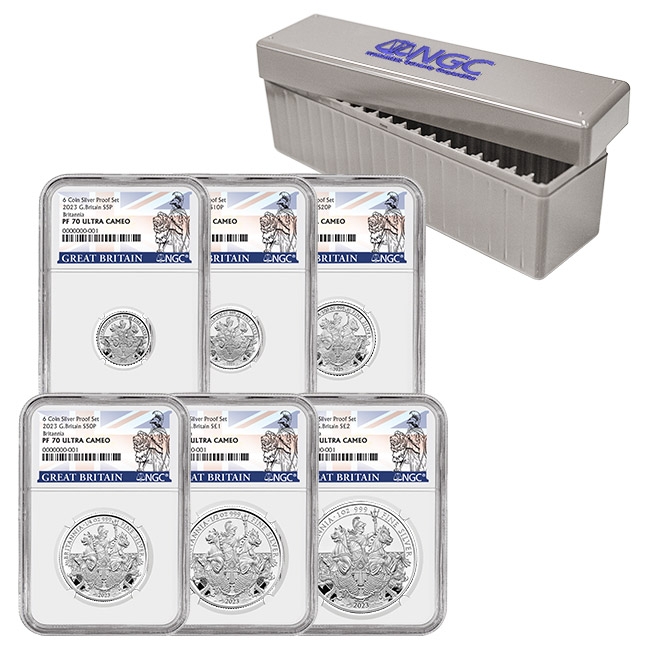 The 2023 Britannia Silver 6-coin Set PF70 with Box