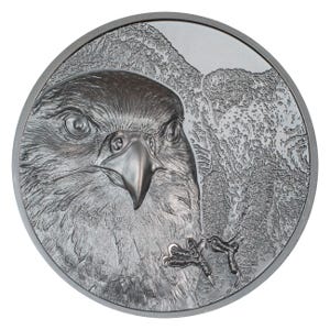 2023 2oz Silver Mongolian Falcon Ultra High Relief Black Proof Coin
