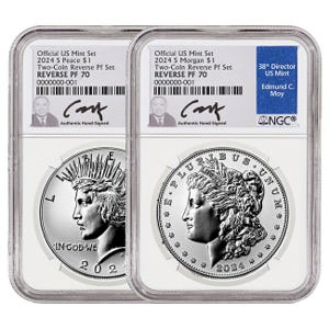 2024 Morgan & Peace Silver Dollar Reverse Proof 70 2-Coin Set