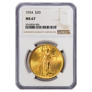 1924 $20 Saint Gaudens NGC MS67