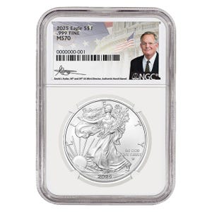 2025 1oz Silver American Eagle MS70 Coin - David Ryder