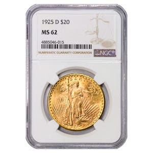 1925-D $20 Saint Gaudens NGC MS62