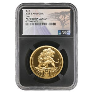 2025 1oz Gold Big 5 Lion Series 3 NGC PF70