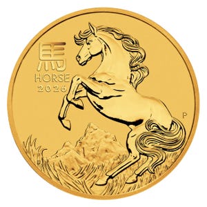 2026 1/10oz Gold Horse Australian Lunar Series III Reverse