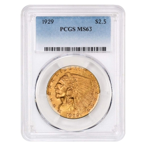 1929 $2.50 Indian Gold Quarter Eagle PCGS MS63