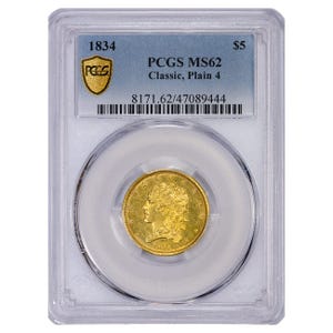 1834 $5 Capped Bust Half Eagle PCGS MS62