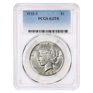 1935-S $1 Peace Silver Dollar PCGS AU58