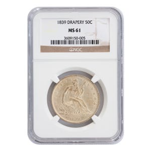 1839 Half Dollar Seated Liberty Drapery NGC MS61